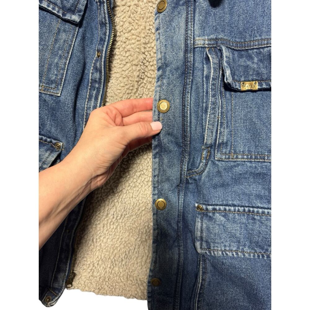 Wrangler Barn Jean Jacket Mens Large Sherpa Lined Corduroy Vintage 90s Chores - Picture 6 of 13